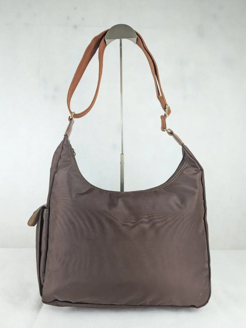 Authentic Longchamp le Pliage Hobo Shoulder Crossbody Bag Brown Made in China